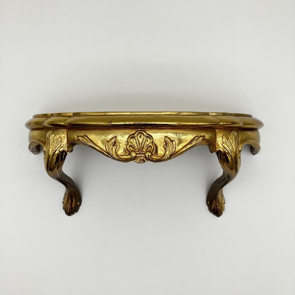 Burwood Wall Pocket Console Shelf 2625 12in Gold Vintage Hollywood Regency MCM